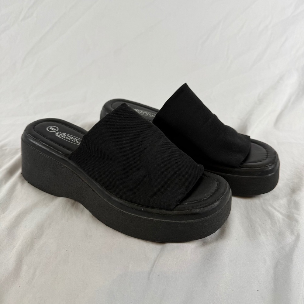 Lower East Side Black Platform Wedge Sandals Y2K Bratz Chunky Slide Mules 8